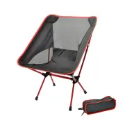 Outdoor Folding Portable Lightweight Camping Chair Fishing Hiking Seat + Bag - Red
