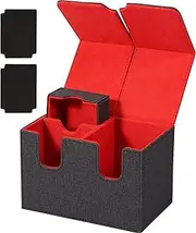 Protoiya Card Deck Box, Double Deck Box with Dice Tray & 2 Dividers, Cardboard Card Storage Box Holds 200+ Sleeved Trading Cards for Baseball Cards, Football Cards, Basketball Cards