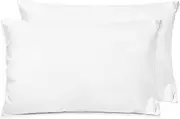 LINENOVA 2 Pack Queen Pillow Cases, 1200TC Brushed Microfiber Super Soft Pillowcases with Envelope Closure, Wrinkle, Fade and Stain Resistant Pillow Covers, 51x76cm - White