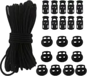 20PCS Plastic Cord Locks & 50ft Elastic Cord, 10 Single & 10 Double Hole Toggles