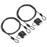 2Set 3Digit Combination Padlock Steel Security Cable 4.9' Travel Lock Black