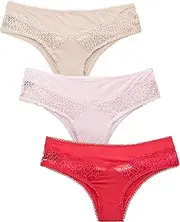 [B2BODY] Sexy Panties for Women Lace Back Keyhole Underwear Small - 3X Plus Size 3 Pack