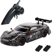 Dodoore Remote Controlled Car 40km/h RC Car Drift 1/14 4WD 2.4GHz 30 Minutes Fun RTR Stepless Speed LED Lights Replaceable Drift Racing Tyres Kids Gifts Black 2 Batteries