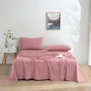 Dreamaker Micro Flannel Sheet Set Double Bed Pink Pearl