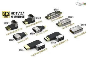 高清HDMI轉接頭【共9款】鋁殼款8K60HZ·HDTV高清轉接頭直通頭AF-AM 上彎下彎HD2.1版