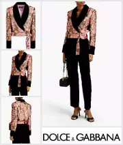 Dolce & Gabbana Jacket Coat Size UK 14 D&G Cropped Velvet Wrap Metallic Brocade