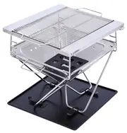 Wildtrak Frontier 450 Stainless Steel 31cm Folding BBQ Firepit w/ Bag Silver
