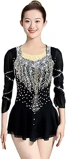 [Zagitova] Figure Skating Dress for Girls with Shiny Rhinestone Women Long Sleeve Open Back Competition Dance Outfits