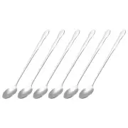 Long Handle Spoon, 6Pcs 7.87-Inch Stainless Steel Stirring Spoons (Silver)