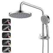 ACA WELS Round 8" ABS Shower Head 5-mode Handheld Gooseneck Diverter Arm Set