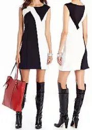 Cynthia Rowley Black/White Colorblock Stretch Knit Dress - MSRP $129