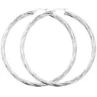 STERLING SILVER HOOP EARRINGS ROUND CREOLES 70MM TWISTED TUBES RIBBON SLEEPERS