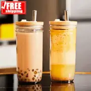 2x Cup Milkshake Smoothie Bubble Boba Tea Double Wall Insulated With Lids Straw