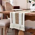 Home Macrame Table Runner Farmhouse - 12 x 36 Inch Burlap Cotton Rustic Cream...