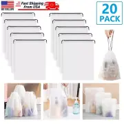 20x Drawstring Shoe Storage Bag Waterproof Portable Transparent Travel Shoe Bag