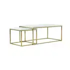 Design Square Nesting Coffee Table Set Metal Frame - White & Gold