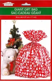 New Christmas House Giant Gift Presents Bag w Tag 36" x 44" ~ Pinecones (Qty 1)