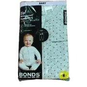 BONDS Wondersuit Terry Poodlette Romper Long Sleeve Long Leg, Grey & Black spots