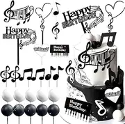 JeVenis Rock Music Cake Topper Guitar Cake Toppers Music Notes Balls Cake Decorations for Musician Birthday Party Rock Theme Party