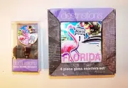Florida Glass Wine Bottle Stopper and 4 Coaster Set - Destinations by LAArts