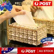 European-style Square Crystal Tissue Box Home Bar KTV Table Decor (Gold)