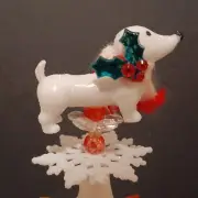 Ceramic Tree Christmas Tree Topper White Doggie Dachshund