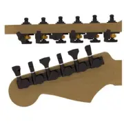 Hipshot Guitar Tuner Upgrade Kit 6 Inline Grip-Lock Open Bass Staggered Black