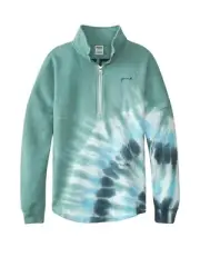 Victoria's Secret Pink Ombre Tie Dye Varsity Half Zip Pullover Oil Blue Teal XL