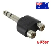 6.35mm 1/4" Plug to 2 RCA Female Jack Audio Adapter Y Splitter Converter Stereo