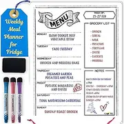 Weekly Meal Planner for Refrigerator - 16x12” Menu Board for Kitchen - Easy to Clean Magnetic Fridge Calendar for Grocery Lists, Notes & More - Whiteboard with 3 Markers & Eraser