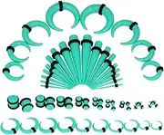 [Glupez] 54PCS 14g-00g Ear Tapers Acrylic Plugs Ear Stretcher Kit Crescent O-Rings Ear Expander Set Ear Gauges Lobe Double Flared Body Piercing Jewelry Kit for Women Men 1.6mm-10mm