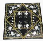 24 Inches Black marble Entryway Table Top Malachite Inlay Work Coffee Table