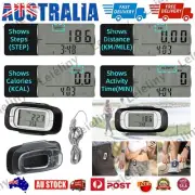 3D Sensor Pedometer Step Walking Distance Calorie Time Counter w/ Clip & Lanyard