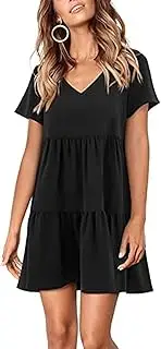 [HYCYYFC] Women's Summer Casual Mini Dresses, Cute Pleated Beach Tank Dresses, Loose Swing Shift Dresses for Graduation