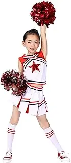 [LOLANTA] Girls Cheerleader Uniform Outfit Costume Fun Varsity Brand Youth Red White Match Pom poms
