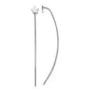Sterling Silver Rhodium Plated Star Stud Threader Earrings