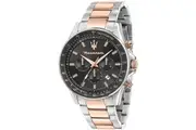 Maserati Stile Chronograph Two Tone Stainless Steel Black Dial Quartz R8873640021 100M Men's Watch