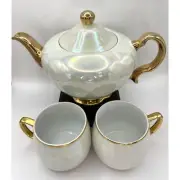 Vintage Ellgreave Heatmaster Pearlescent Lusterware Teapot and Cups