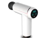 M41 White 32-speed LCD Fascia Gun Mini Pocket Neck Membrane Gun Relax Muscle Vibration Impact Gun Electric Massager for Pain Relief