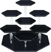 Acrylic Display Stand for Funko POP Figures, 7-Tier Perfume Organizers and Storage Display Stand/Risers for Cupcake Dessert, Conutertop Desktop for Decoration and Organizer(Black)