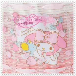 小花花日本精品♥ Hello Kitty 美樂蒂 圓形編籃 編織置物籃 雜誌籃 手把 收納籃 野餐籃 粉色草莓老鼠親親 12032402