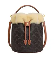 CLARA BAG in TRIOMPHE CANVAS AND SHEARLING One size Tan/Natural