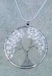 White Glass Tree of Life Necklace