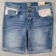 Girls True Craft Denim Button Fly Shorts Size 16 W/ Pink Sequins New With Tags