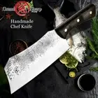 Hand Forged Meat Cleaver Kitchen Chef Knife Leather Sheath Gift Box Outdoor Butc