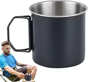 Camping Coffee Cups | 350ml Stainless Steel Outdoor Mug | Foldable Handle Travel Cup | Lightweight Coffee Drinking Cup for Camping, Hiking, Fishing, Backpacking, Picnic Gear