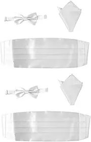 [LIFKOME] 6 Pcs Men's Handkerchief Black Sash Black Cumberbund Mens Adjustable Belts for Men Tie for Men Black Bowtie Men Ties Dress Belts for Men White Handkerchiefs Cummerbund Bow Tie Man