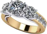 [Central Diamond Center] 3 Stone Past Present Future Ring also matching band your choice Gold-Silver Cz-2.50ctw & 3.50ctw