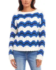 Karen Kane Pointelle Zig Zag Striped Sweater