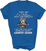 [Generic] Cow They Say I'm Stubborn Sassy and Difficult Cow Donkey Farming Unisex Shirt Men Women